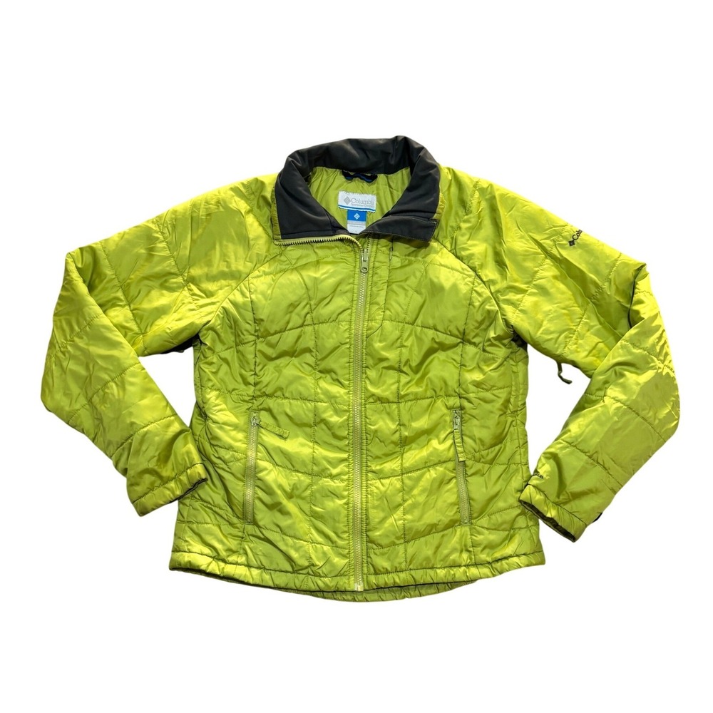 Columbia Interchange Puffer Jacket Lime Green Womens Large Omni-Shield Quilted